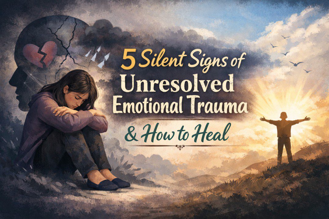 Visual showing emotional awareness and heart centered healing that reflects unresolved emotional trauma and the beginning of inner recovery.