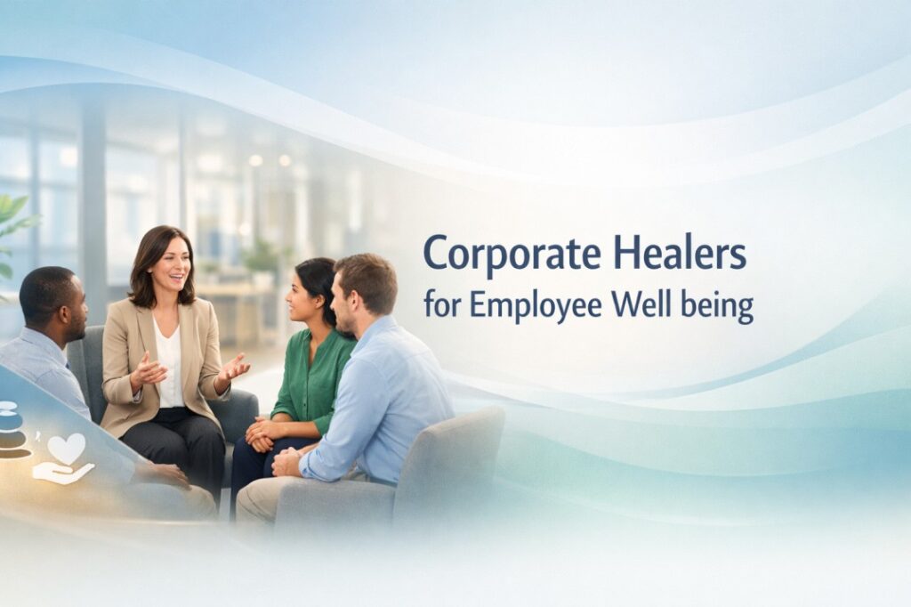 Corporate Healers for Employee Well-being supporting employees with calm, balanced workplace energy and emotional wellness focus