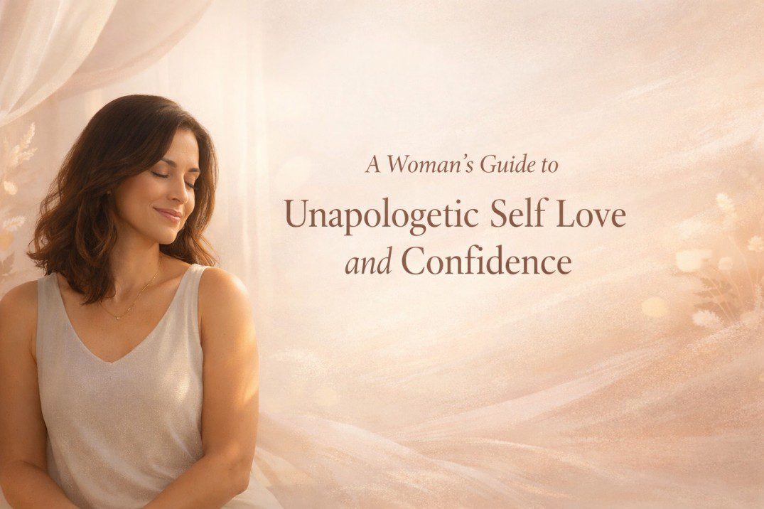 Unapologetic self love banner showing a confident woman choosing boundaries, calm presence, and emotional self respect