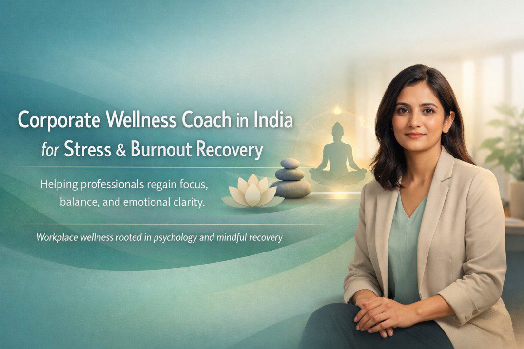 Corporate Wellness Coach in India guiding professionals through stress and burnout recovery with calm, practical emotional support.