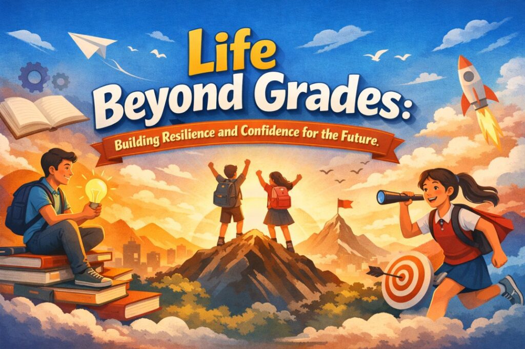 Life beyond grades showing students developing resilience and confidence for future growth and emotional stability