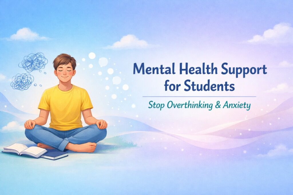 Mental Health Support for Students finding calm through emotional healing and grounded support during anxiety and academic stress.