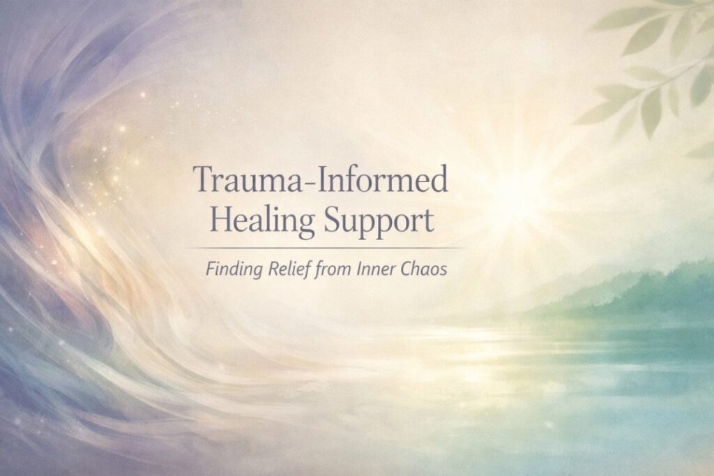 Trauma-Informed Healing Support guided by Dr. Kaveri Bhatt for emotional safety, subconscious release, and inner calm restoration.