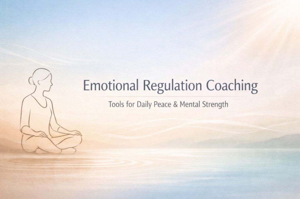 Emotional Regulation Coaching focused on daily peace, emotional clarity, and mental strength guided through calm, practitioner led healing