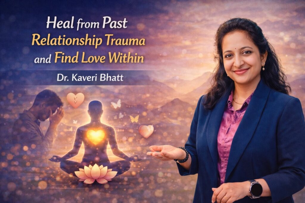 Woman in calm reflective space beginning to heal from past relationship trauma through inner awareness