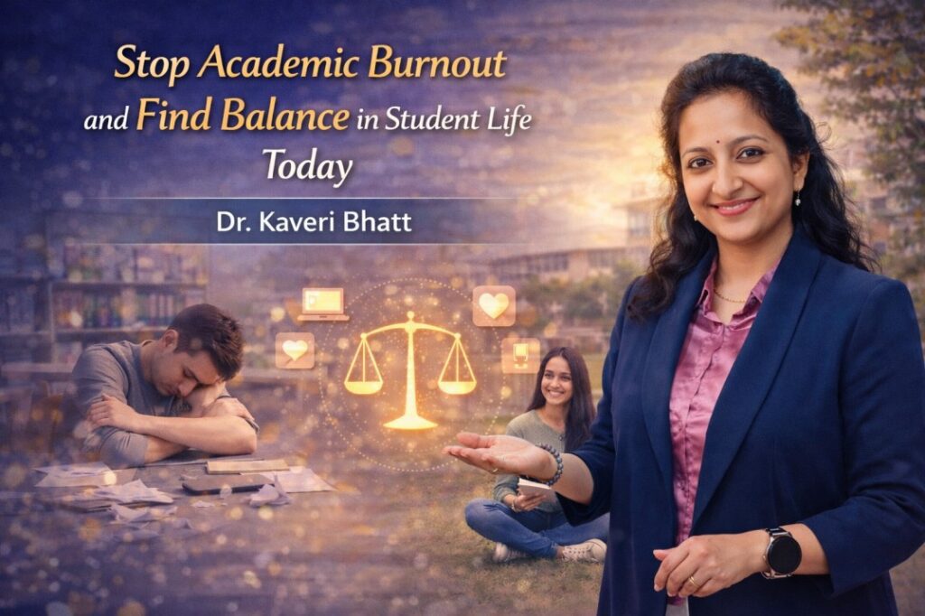 Student learning calmly while working to Stop Academic Burnout with guided emotional balance support
