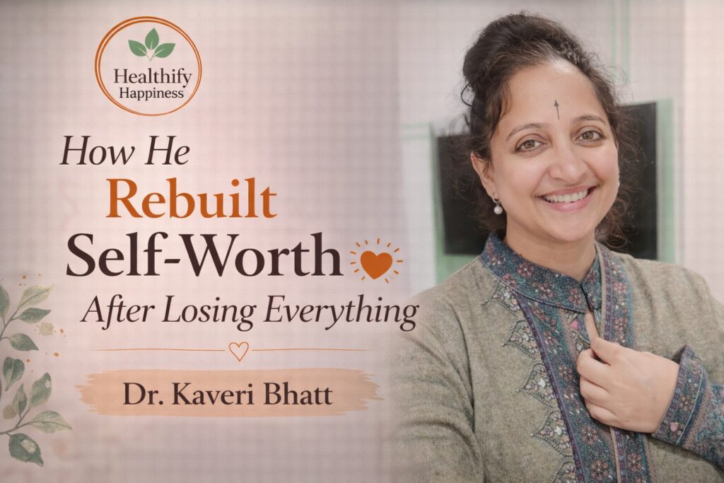 A man sitting alone reflecting deeply while rebuilding self worth after loss through emotional healing and inner clarity