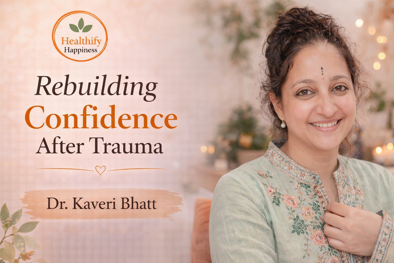 A calm woman sitting peacefully while rebuilding confidence after trauma through emotional healing and self reflection