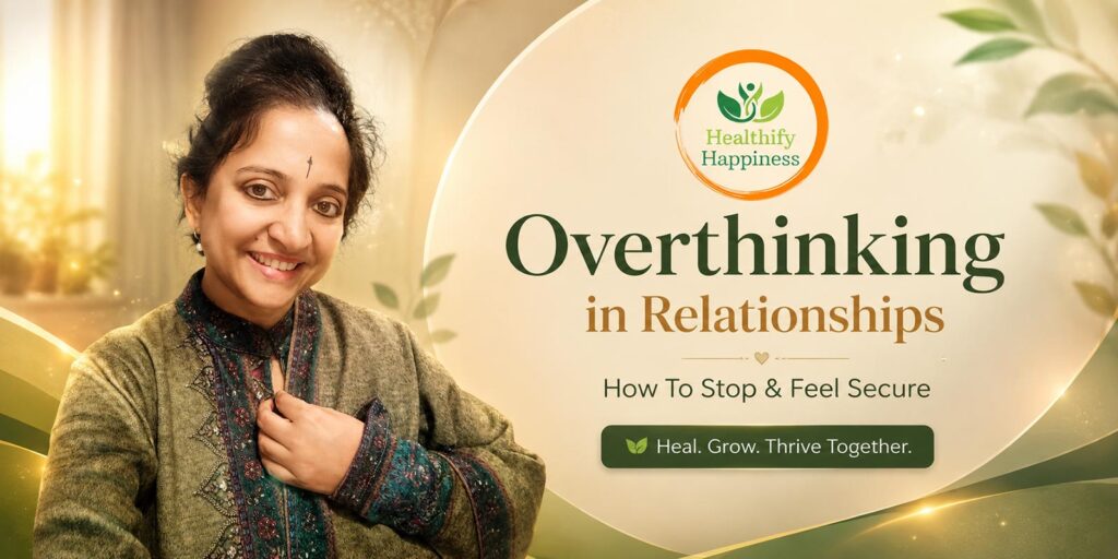 A thoughtful couple sitting together while healing overthinking in relationships through calm communication and emotional security