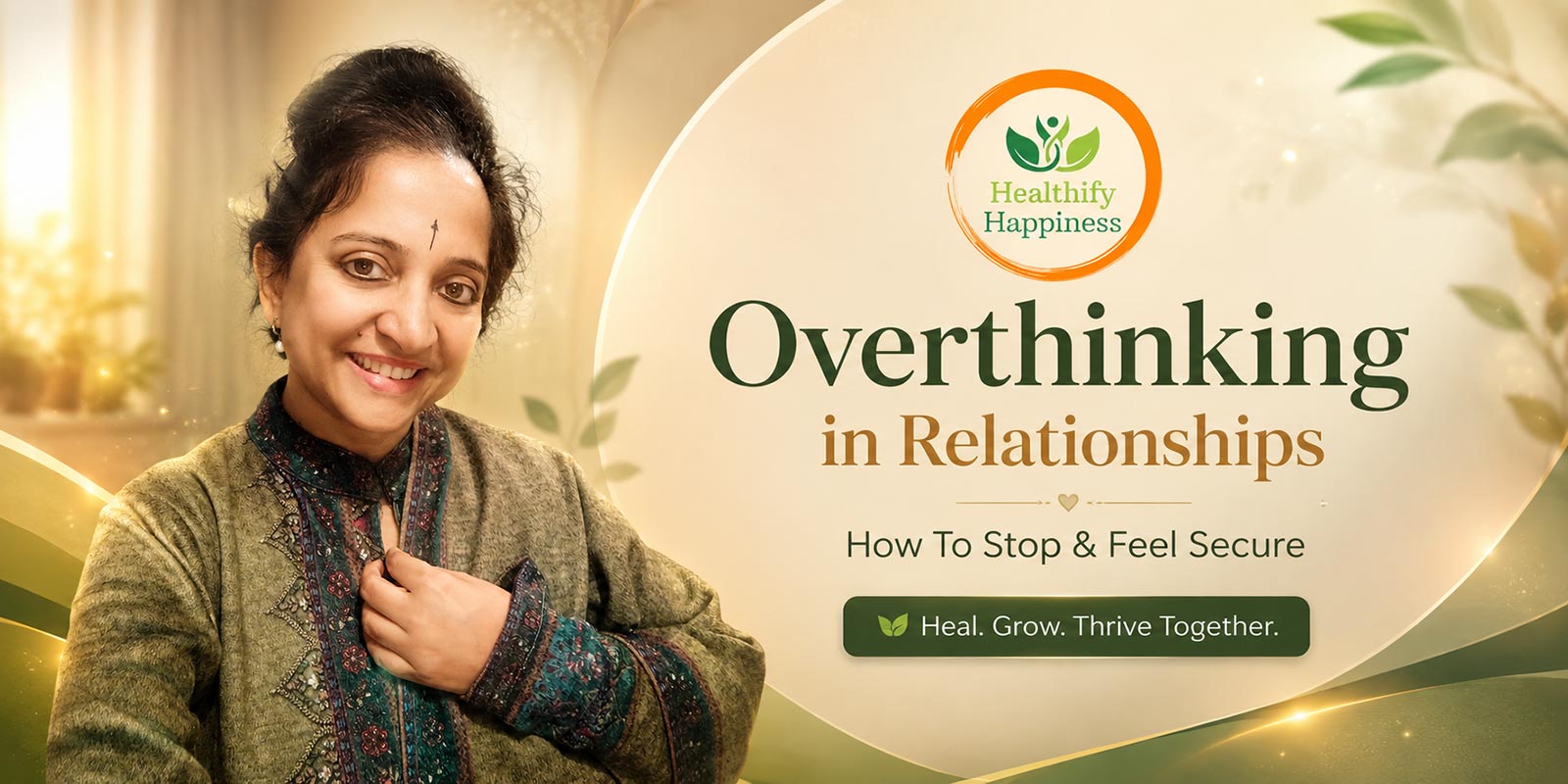 A thoughtful couple sitting together while healing overthinking in relationships through calm communication and emotional security