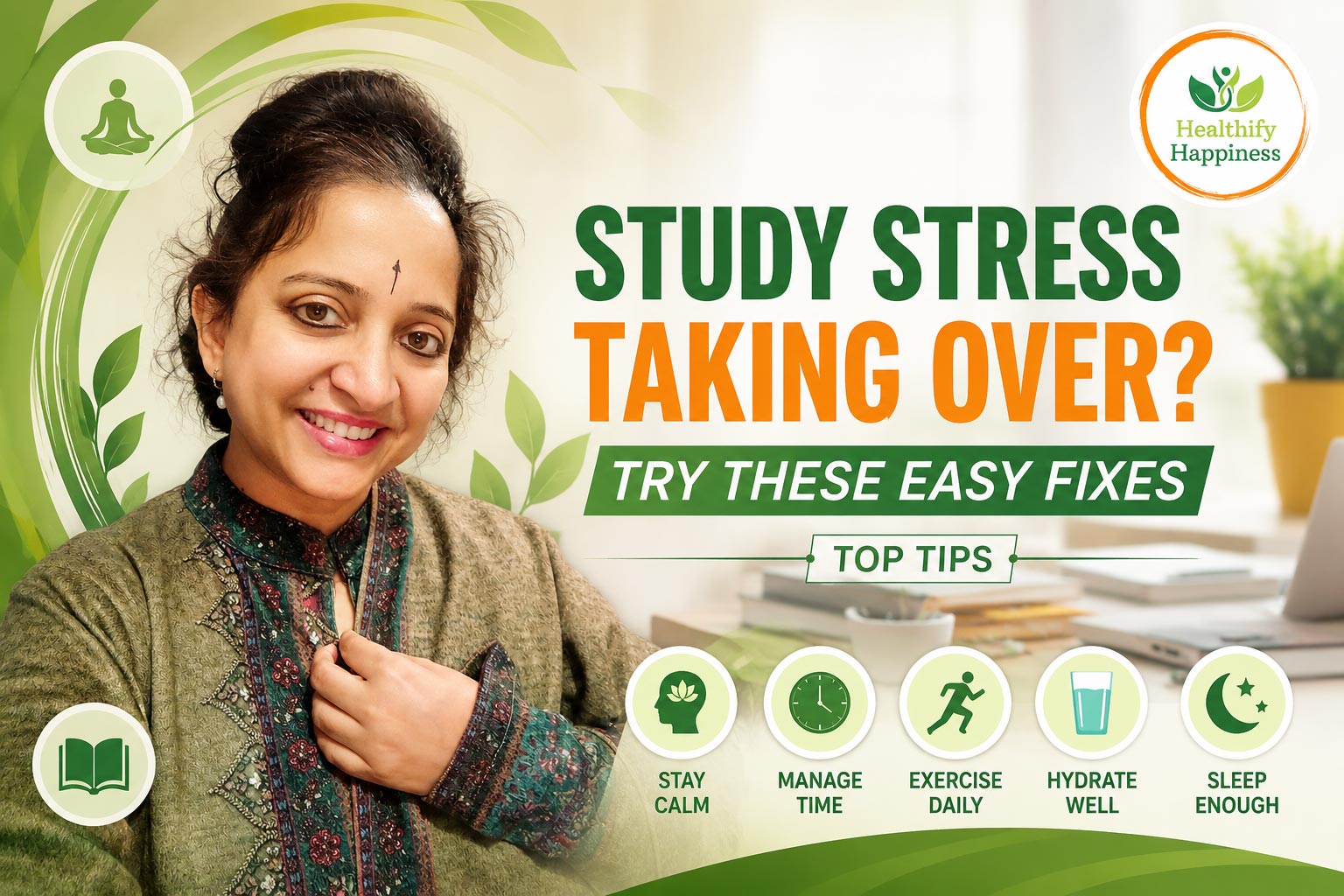 A stressed student sitting with books while learning calming ways to manage study stress taking over daily life