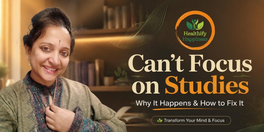 Student struggling to focus on studies while learning practical emotional and mental techniques to improve concentration