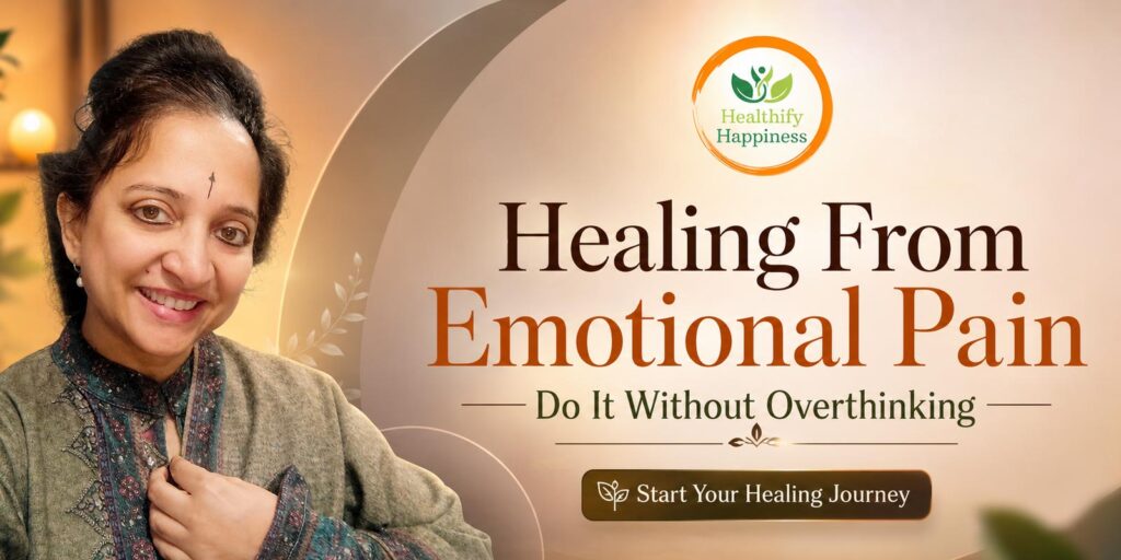 Woman sitting peacefully after emotional healing journey with calm expression and renewed emotional strength