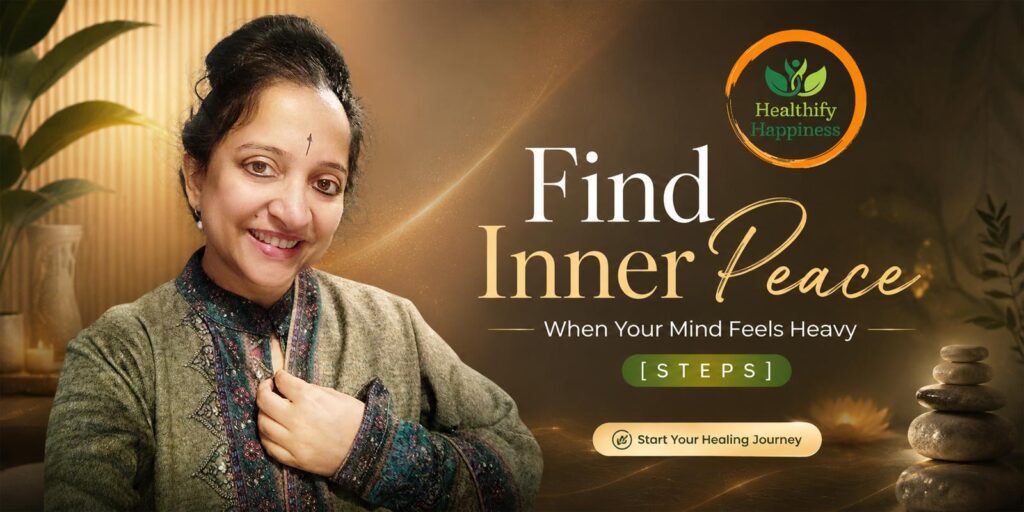 A peaceful woman sitting quietly in nature, finding emotional balance through mindful breathing and inner healing practices.