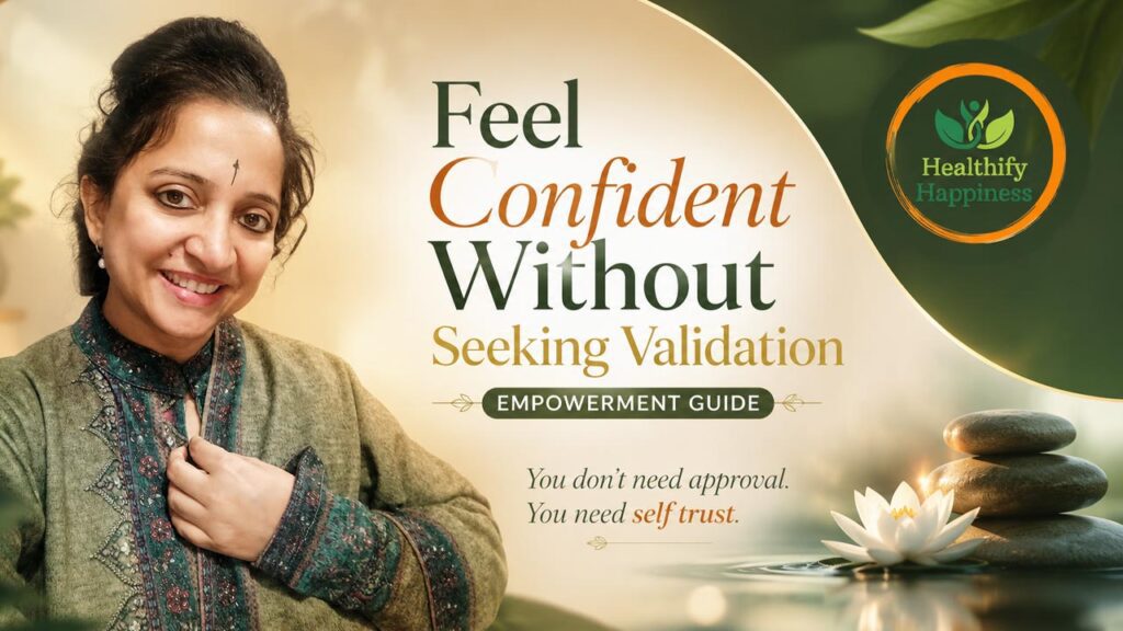 Person smiling with quiet confidence after learning to trust themselves without depending on outside approval