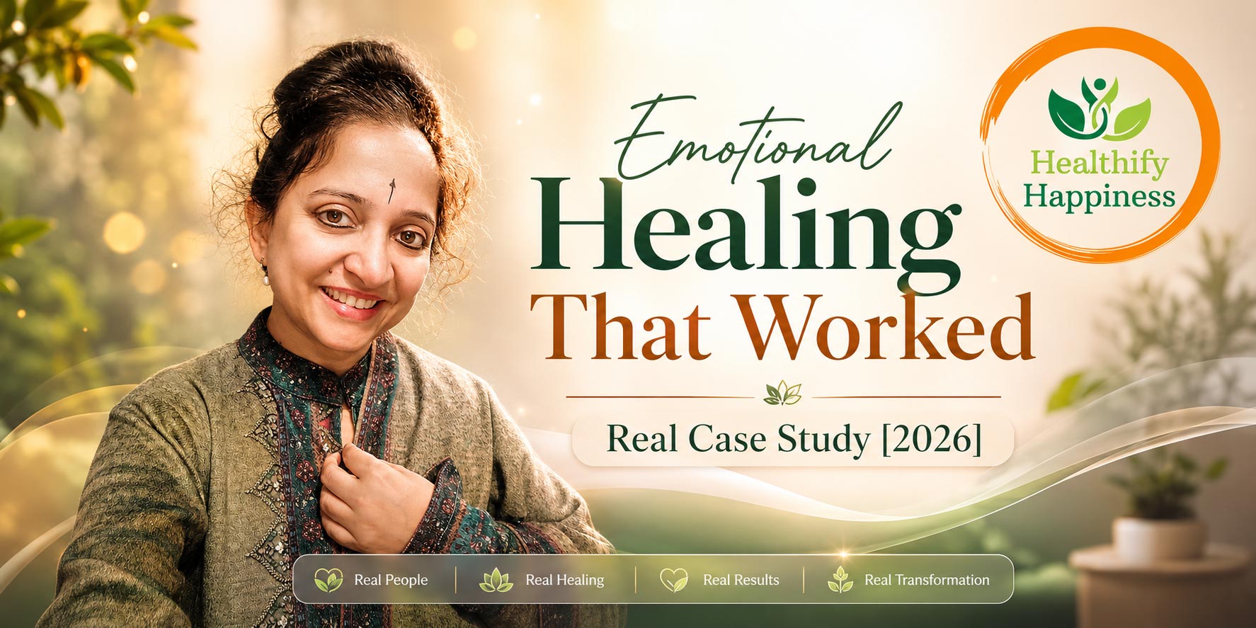 Woman smiling confidently representing a real emotional healing success story for Healthify Happiness in a 2026 case study.